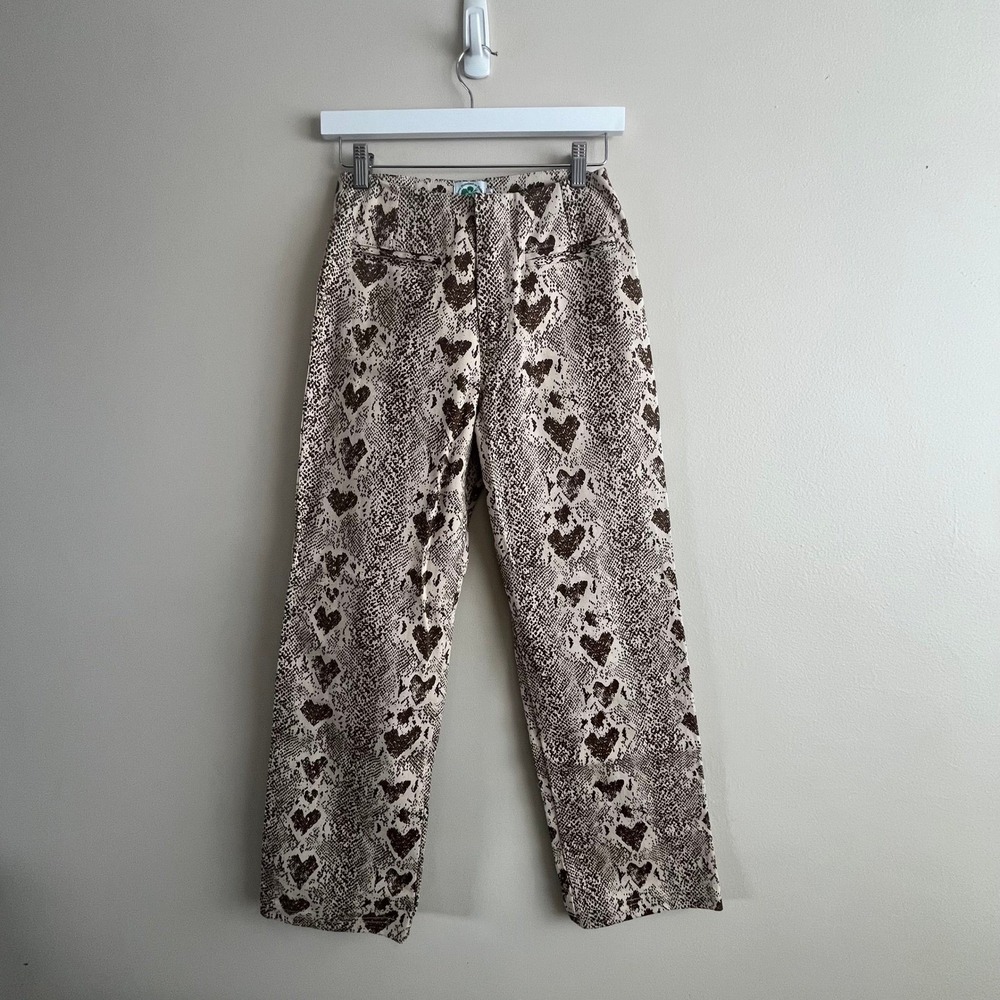 Emma Mulholland on Holiday Kokomo Pant Heart Snake Tan Straight Leg XS NWT
